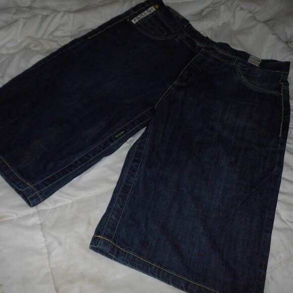 VINTAGE Y2K BAGGY HIP HOP EMBROIDERED DENIM SHORTS IN MENS SZ 40 - Picture 2 of 14